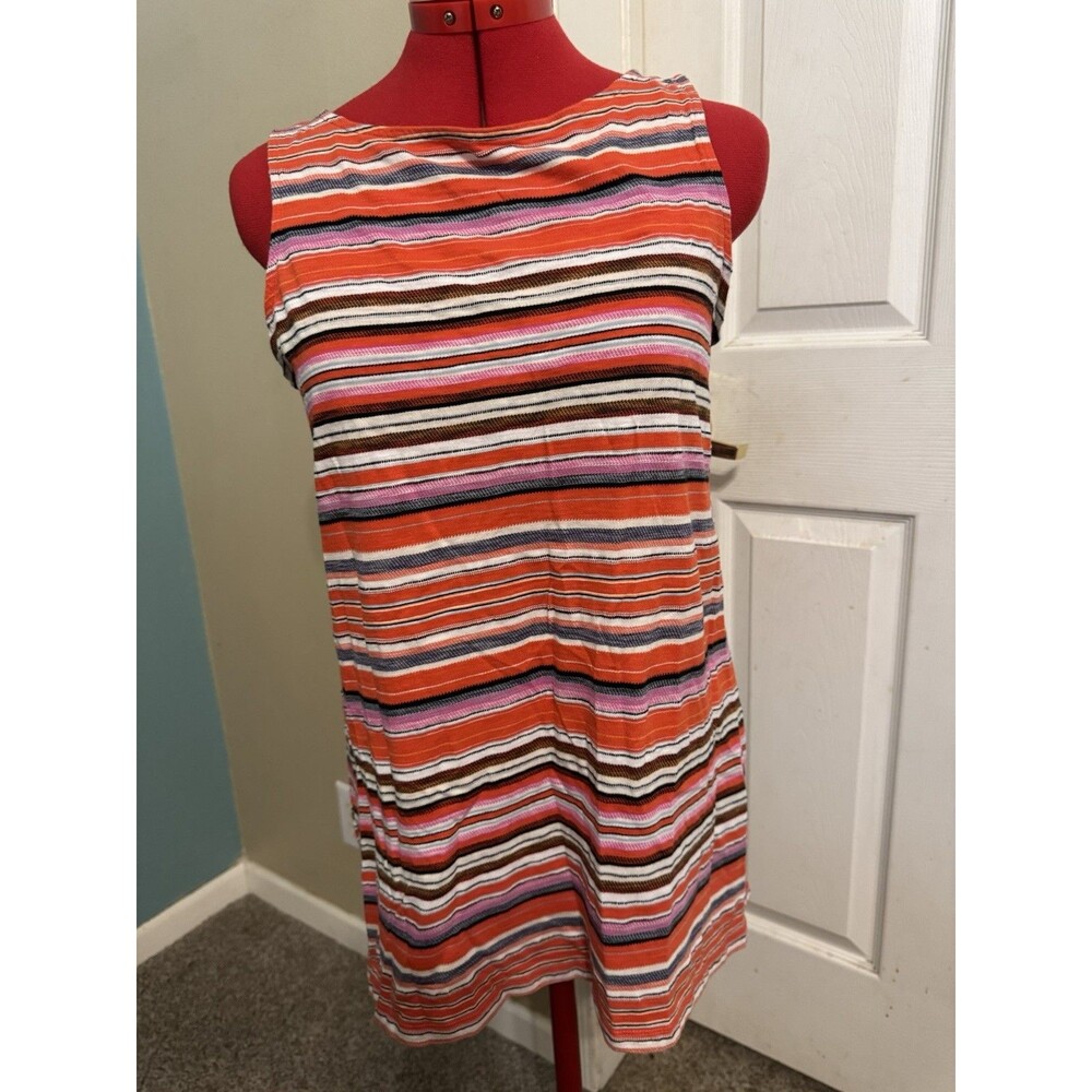 J Jill Petite Small 100% Cotton Striped Sleeveless Tunic Tank Top Multicolor